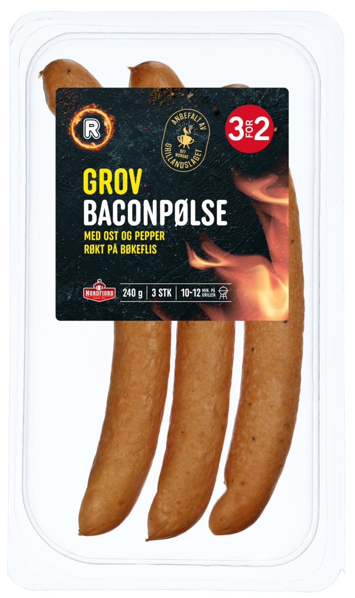 Grov baconpølse