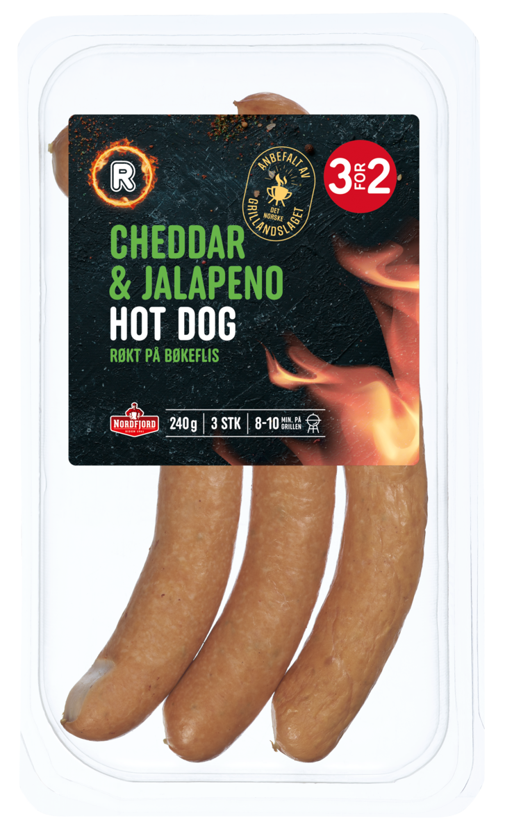Hot dog Cheddar og Jalapeno